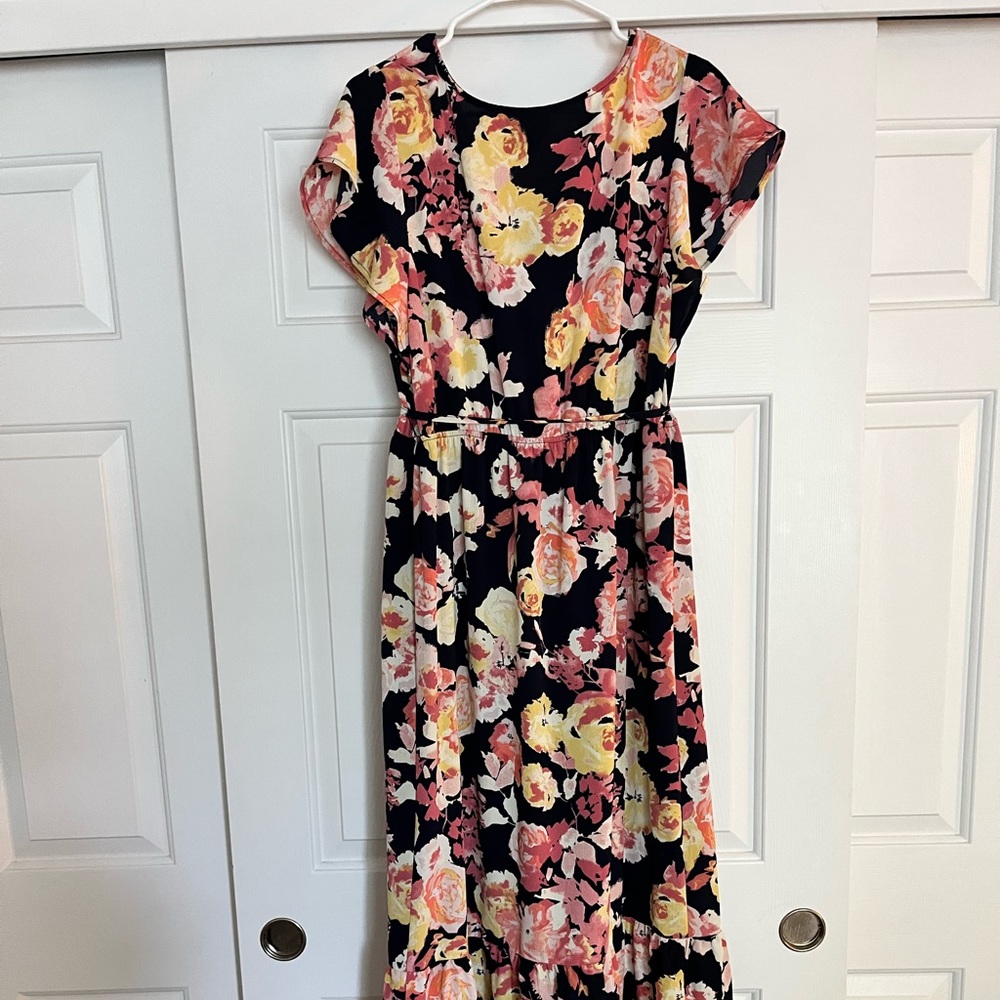 Floor length floral maternity dress